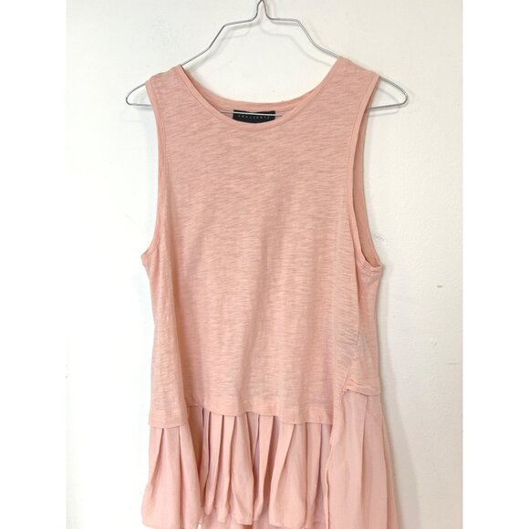 Sanctuary Baby Pink Sleeveless Blouse Peplum Ruffle Trim Top M - Picture 4 of 6